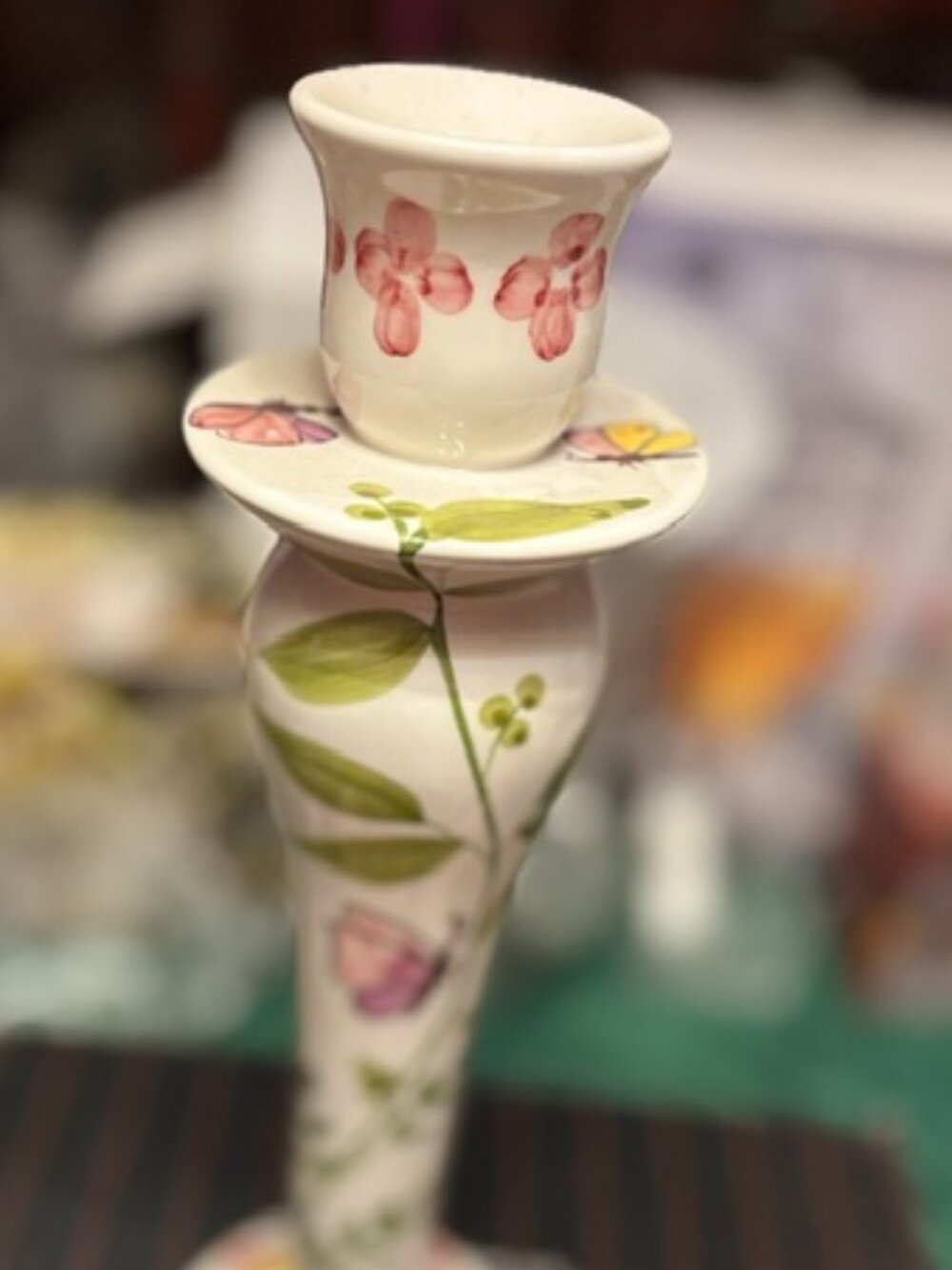 Stunning! Vintage Hand Painted Casafina Candlestick Holder